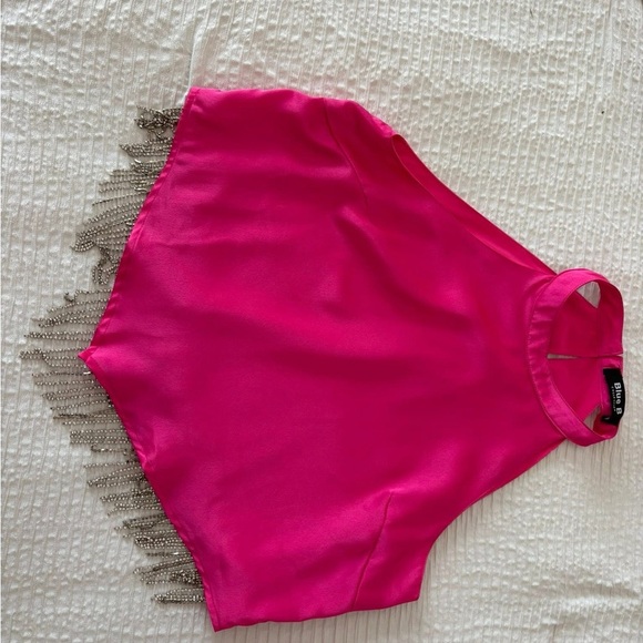 Pink Halter Top with Fringe - Picture 3 of 4